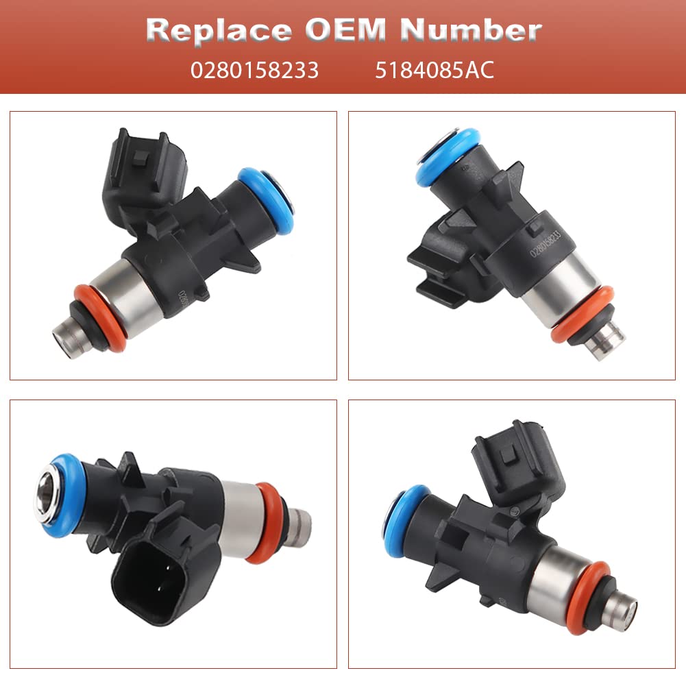 JDMON Fuel Injectors Replacement for Chrysler 200 300 Jeep Grand Cherokee Dodge Challenger Charger Durango Grand Caravan 2011-2017 Town Country 2011-2016 Wranger 2012-2017 Ram 3.6L Replace 0280158233