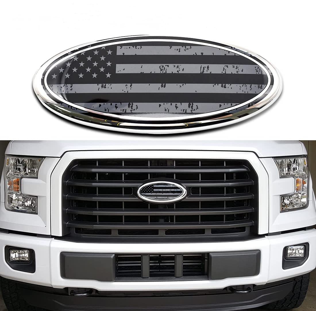 Car Emblem for Ford, 9INCH Front Grill Decal Tailgate Emblem Oval 9X3.5INCH Badge Replacement for F-150 2004-2014 F-250/F-350 2005-2007 Explorer 2011-2016 Edge 2011-2014 EXPEDITION RANGER