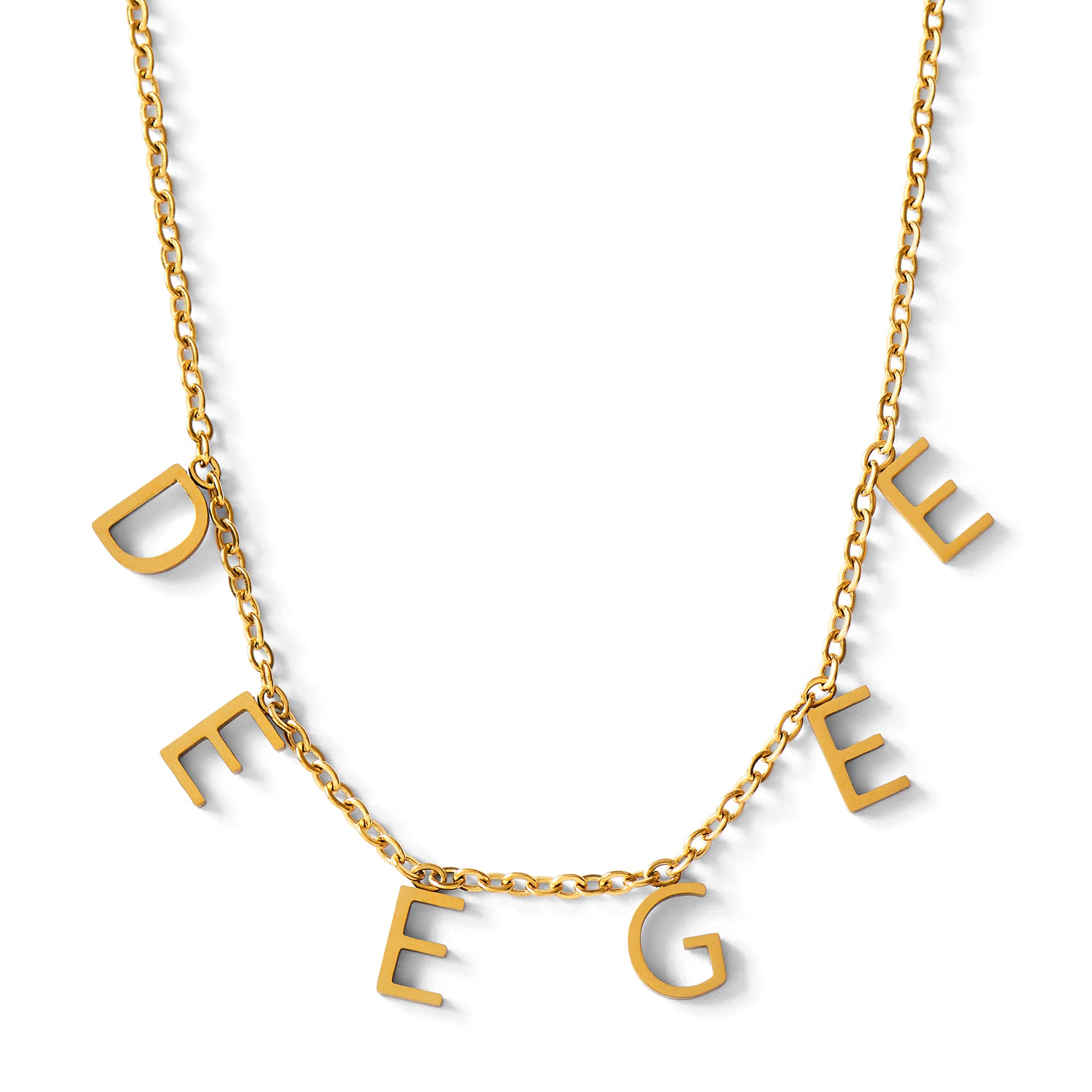 Sorority Shop Delta Gamma Necklace — DG Name Necklace, 18K Gold Plated Sorority Gifts Necklace, Long-Lasting Delta Gamma Gifts for Women