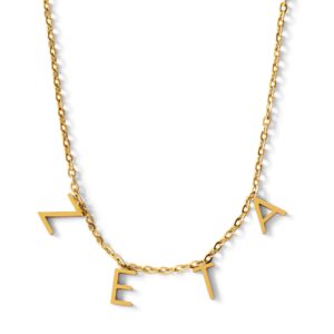 Sorority Shop Zeta Tau Alpha Necklace — ZTA Name Necklace, 18K Gold Plated Sorority Gifts Necklace, Long-Lasting Zeta Tau Alpha Gifts for Women