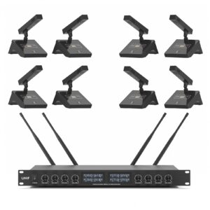 xtuga yt8 uhf 8 channel desktop gooseneck microphone system conference mics super-low background noise for large conferences, public speaking