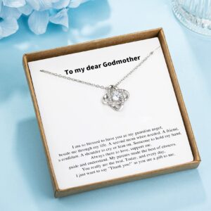 Famdecor Godmother Gifts from Goddaughter&Godson Godmother Necklace Sterling Silver Rhinestone Knot Necklace for Godmother Birthday Gifts Christmas Gifts