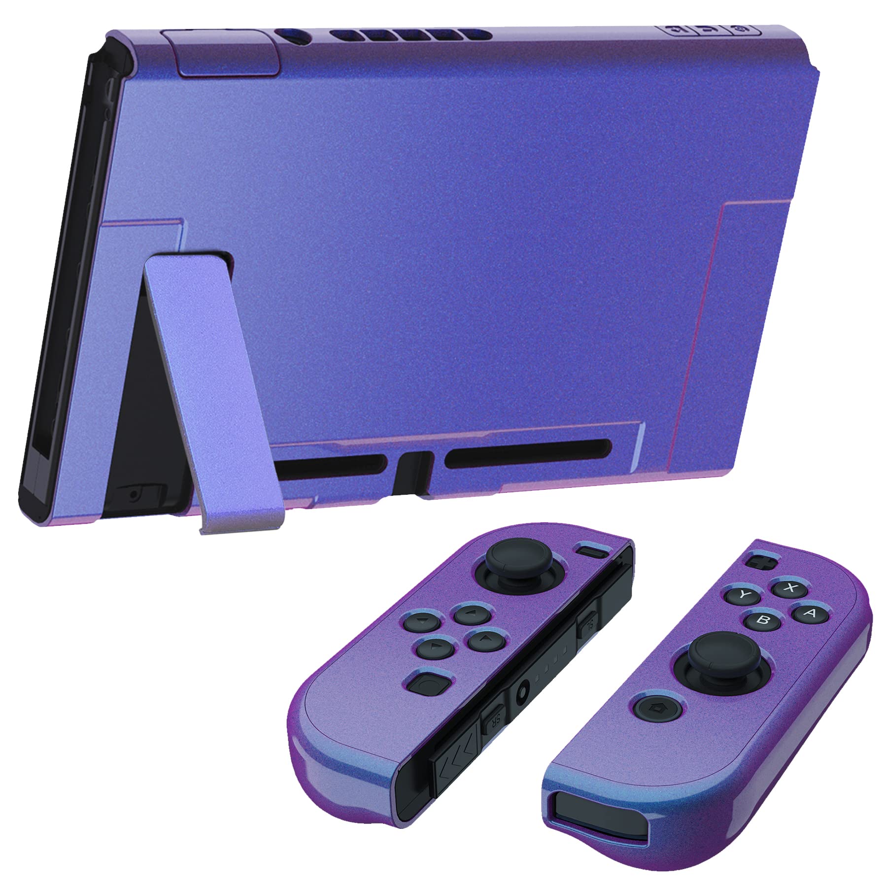 PlayVital Upgraded Glossy Dockable Case Grip Cover for Nintendo Switch, Ergonomic Protective Case for Nintendo Switch, Separable Protector Hard Shell for Joycon - Chameleon Purple Blue