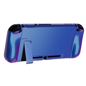 PlayVital Upgraded Glossy Dockable Case Grip Cover for Nintendo Switch, Ergonomic Protective Case for Nintendo Switch, Separable Protector Hard Shell for Joycon - Chameleon Purple Blue