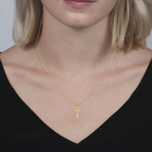 Takar Solid 10k Gold Cross Pendant For Men and Women. Gold Cross Charm, Real Gold Sparkle-Cut Crosses Charms, Religious Christian Jewelry for Women, Available In Rose Gold, Yellow Gold, and White Made In the USA.