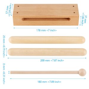 SEHOI 2 Pack 7 Inches Wood Rhythm Block, Musical Wood Block Percussion Instrument with Mallet, Solid Hardwood Percussion Rhythm Blocks for Creating Loud and Resonant Tone