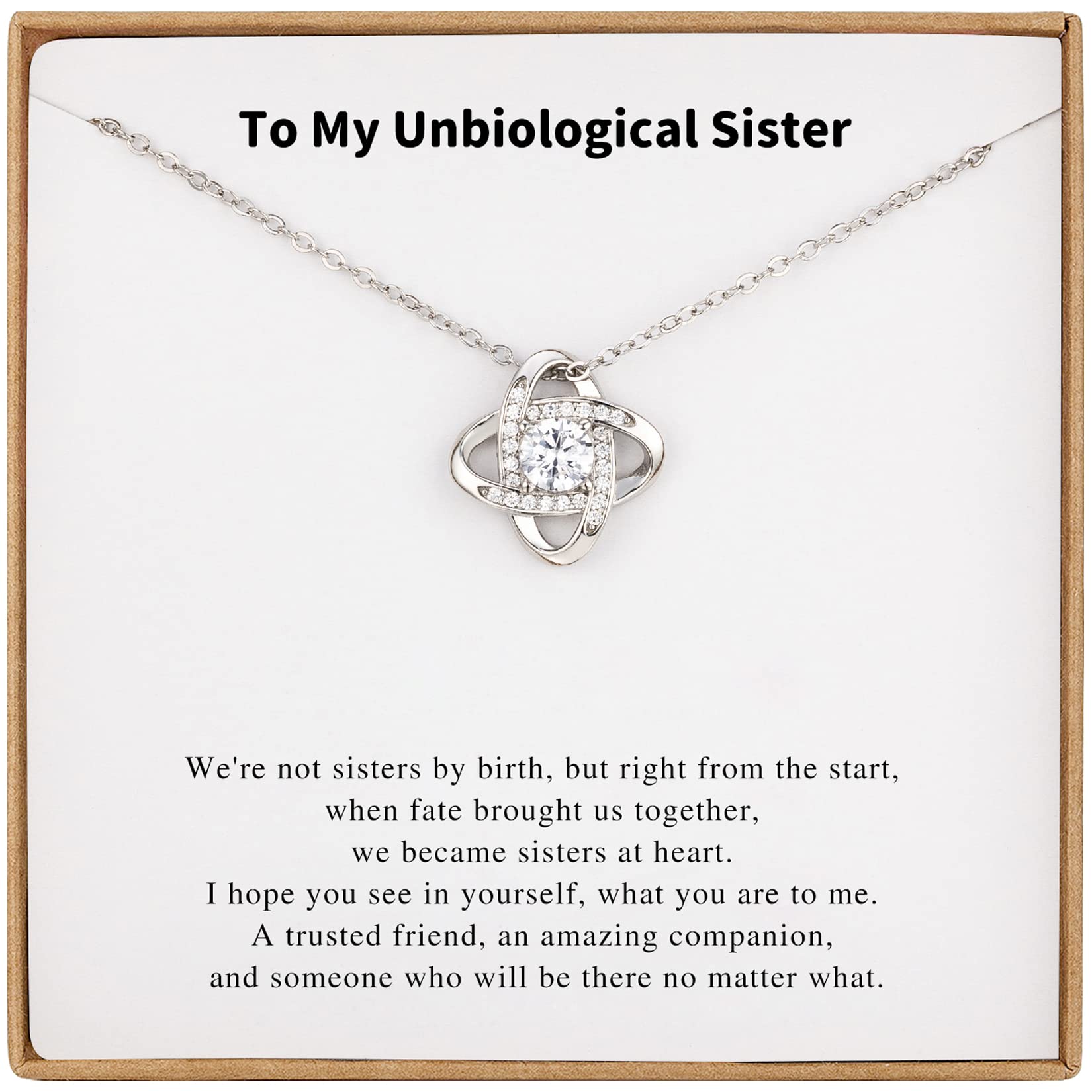 Famdecor Unbiological Sister Necklace Bonus Sister Necklace Sister in Law Necklace Sterling Silver Rhinestone Knot Necklace for Sister Birthday Gifts from Sister Christmas Gifts