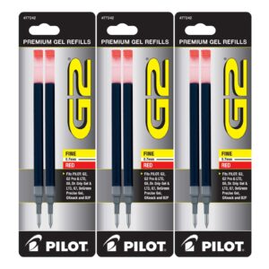 Pilot G2 Gel Ink Pen Refills, Fine Point, 0.7mm, Red Ink, 6 Refills