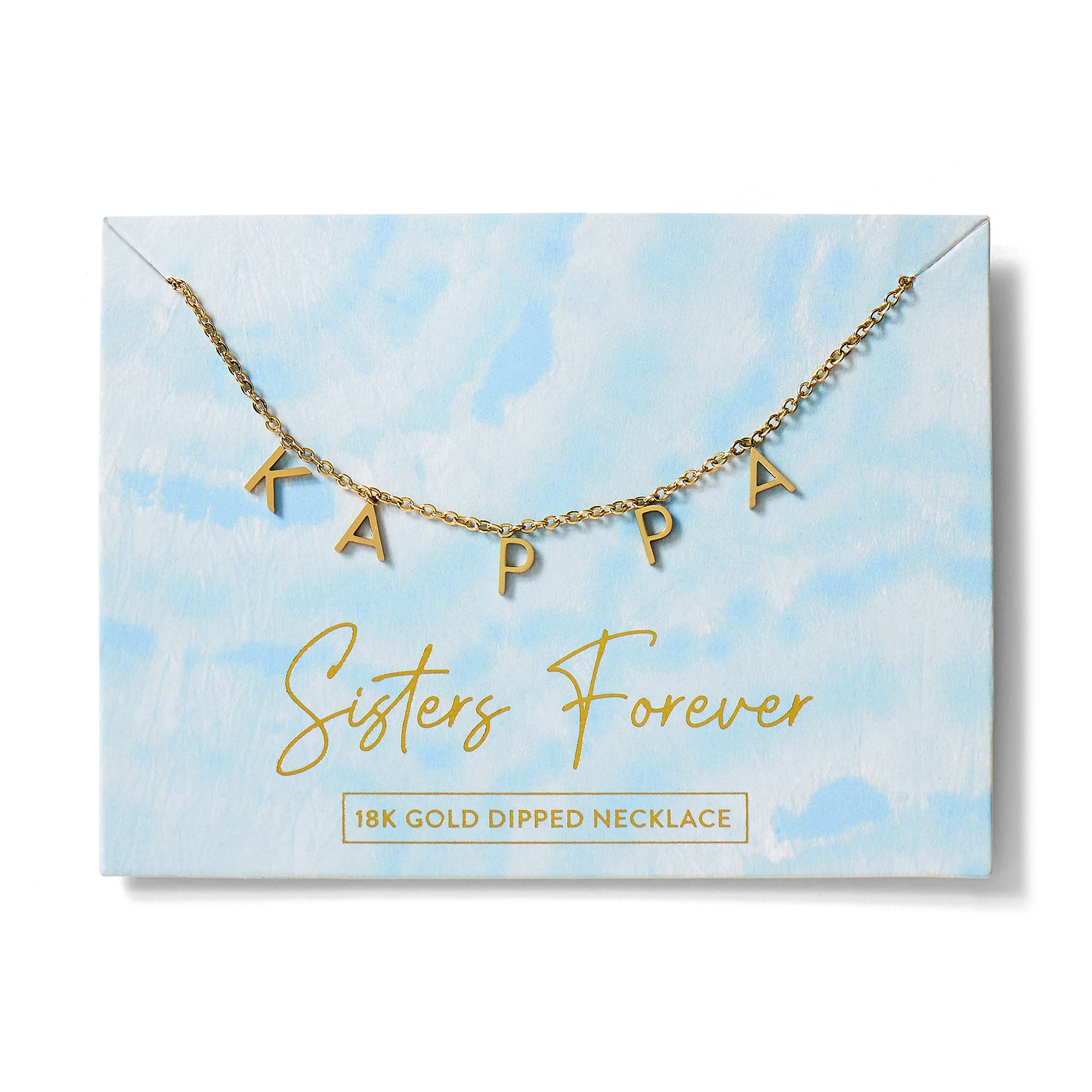 Sorority Shop Kappa Kappa Gamma Necklace — KKG Name Necklace, 18K Gold Plated Sorority Gifts Necklace, Long-Lasting Kappa Kappa Gamma Gifts for Women