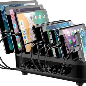 ORICO 120W 10 Port Charging Station for Multiple Devices 10 Ports Smart USB Charging Docking Organizer with Cooling Fan Compatible for iPhone, iPads, Samsung, Android Phone and Tablets