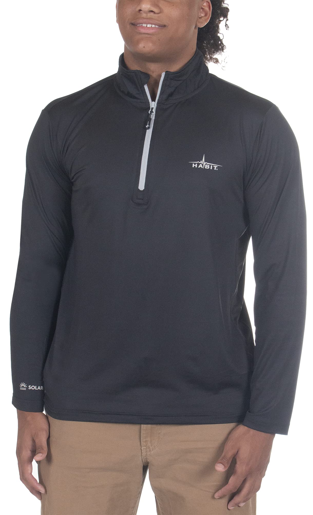 HABIT Men's Black Fork Mountain Trail 1/4 Zip Performance Layer, Black, X-Large