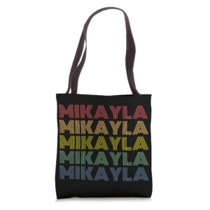 womens mikayla wordmark pattern personalized name retro tote bag