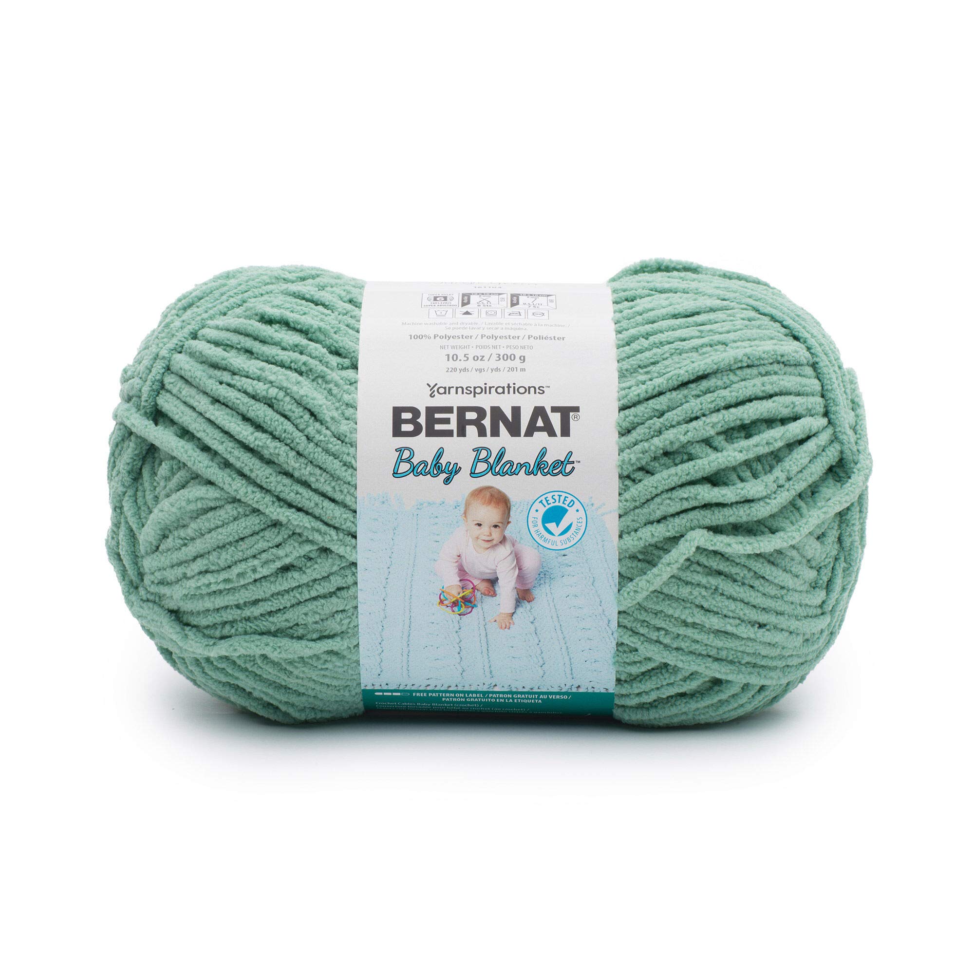 Bernat Baby Blanket Yarn - Big Ball (10.5 oz) - 2 Pack with Pattern Cards in Color (Misty Jungle Green)