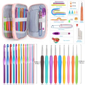 Vodiye Crochet Hooks, 89 Pcs Crochet Hooks Set with Case, Coloured Ergonomic Crochet Hooks and Crochet Needle Accessories, Crochet Needles Kit for Beginners and Experienced Crochet Hook Lovers