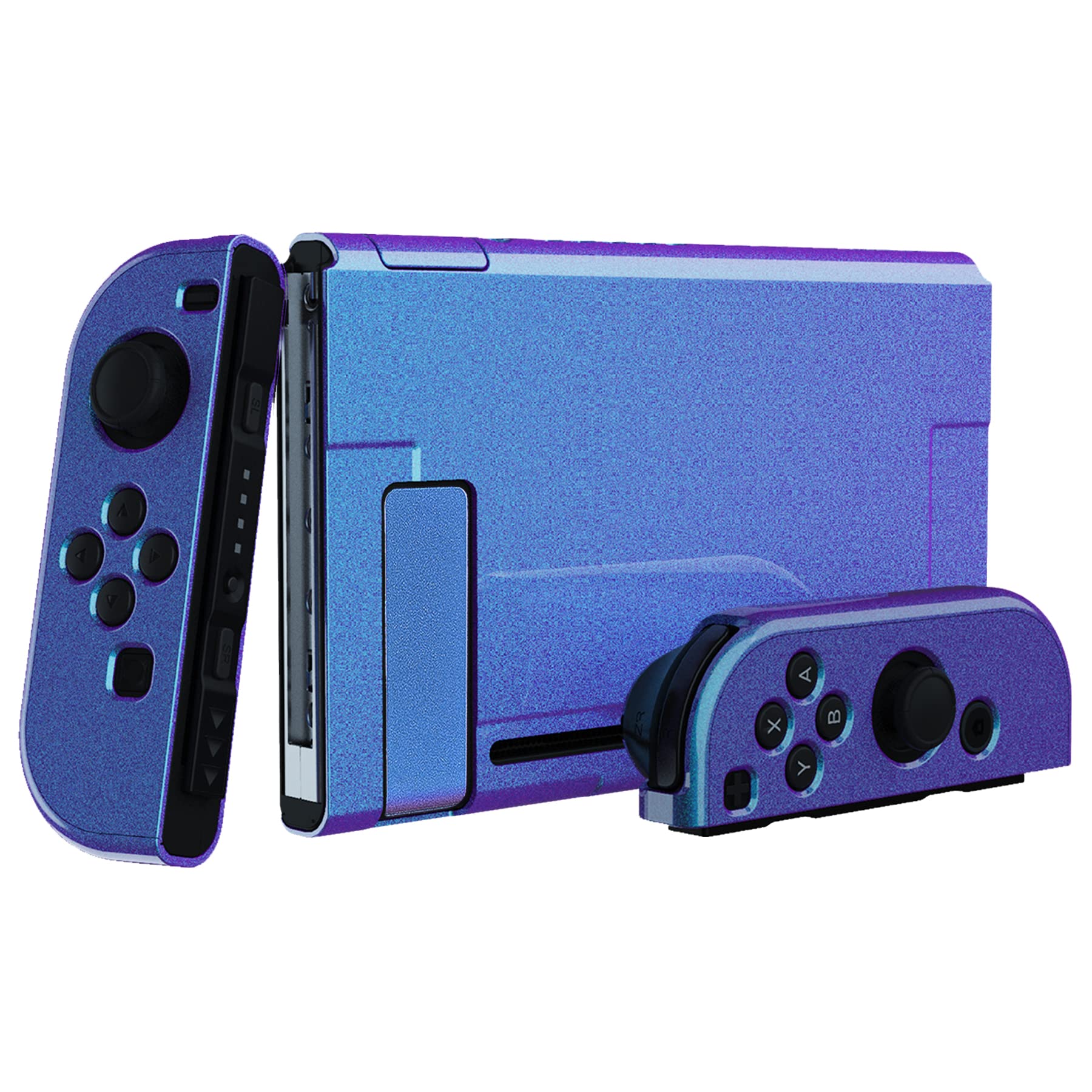 PlayVital Upgraded Glossy Dockable Case Grip Cover for Nintendo Switch, Ergonomic Protective Case for Nintendo Switch, Separable Protector Hard Shell for Joycon - Chameleon Purple Blue