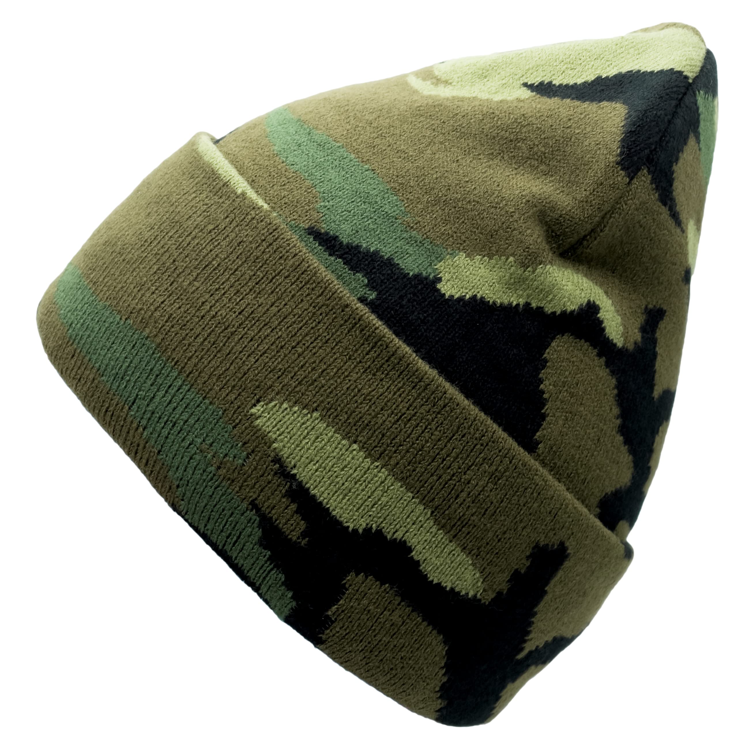 Unisex Knit Soft Warm Cuffed Beanie Hat Winter Camo Hats for Men Women (Camo)