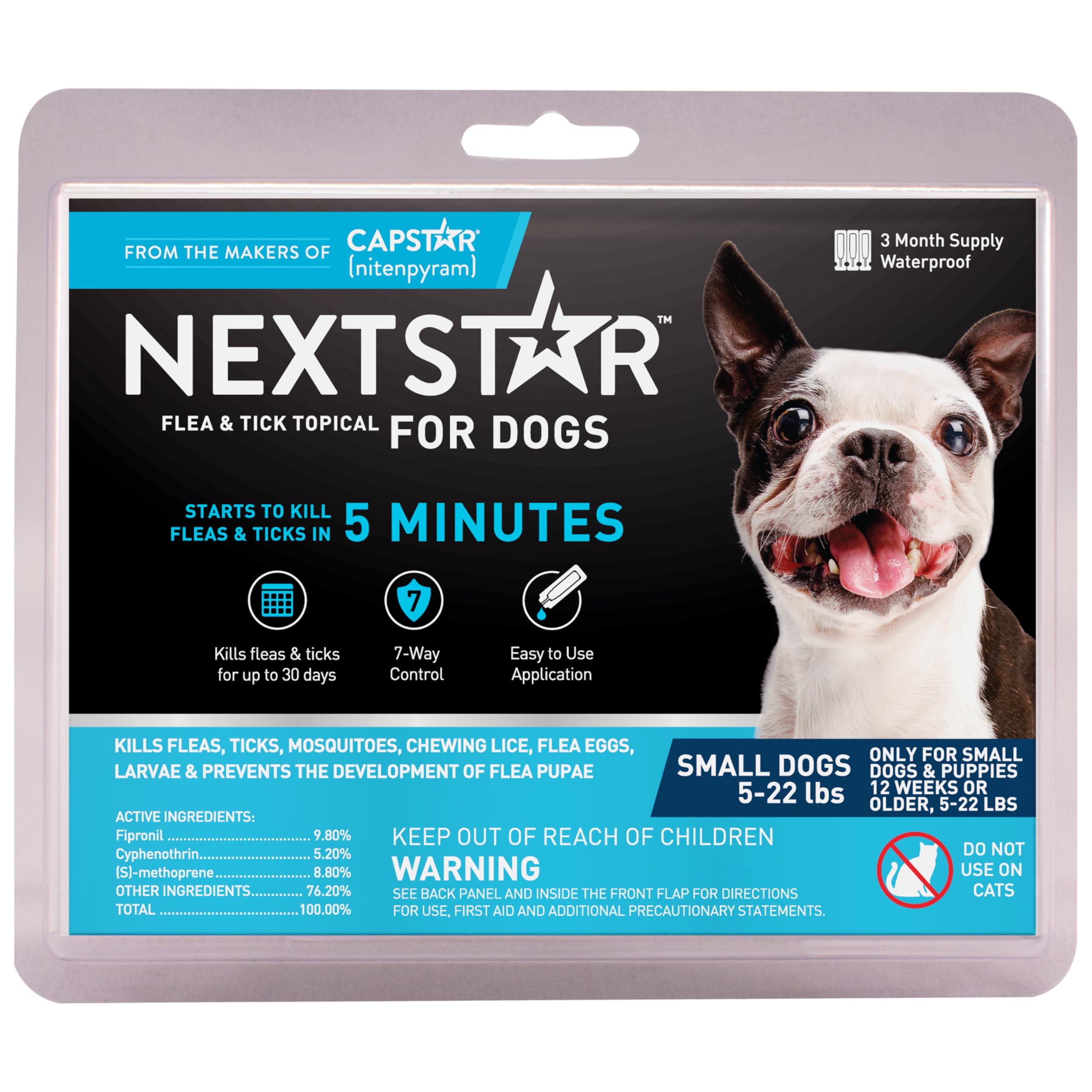 NEXTSTAR Flea And Tick Prevention For Dogs, Repellent, Treatment, and Control, Fast Acting Waterproof Topical Drops for Small, Medium and Large Dog and Puppies, 3 Monthly Doses