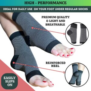 KEVVI Ankle Compression Socks - Relieve Foot Pain & Swelling - Open Toe - Unisex (Grey, L)