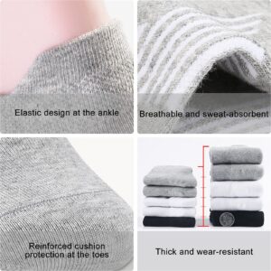 BAYKUORA Calf 100% Cotton Socks,Mid Casual Ankle Socks for Mens,Athletic Towel Sock with Cushion,White-gray,4 Pairs