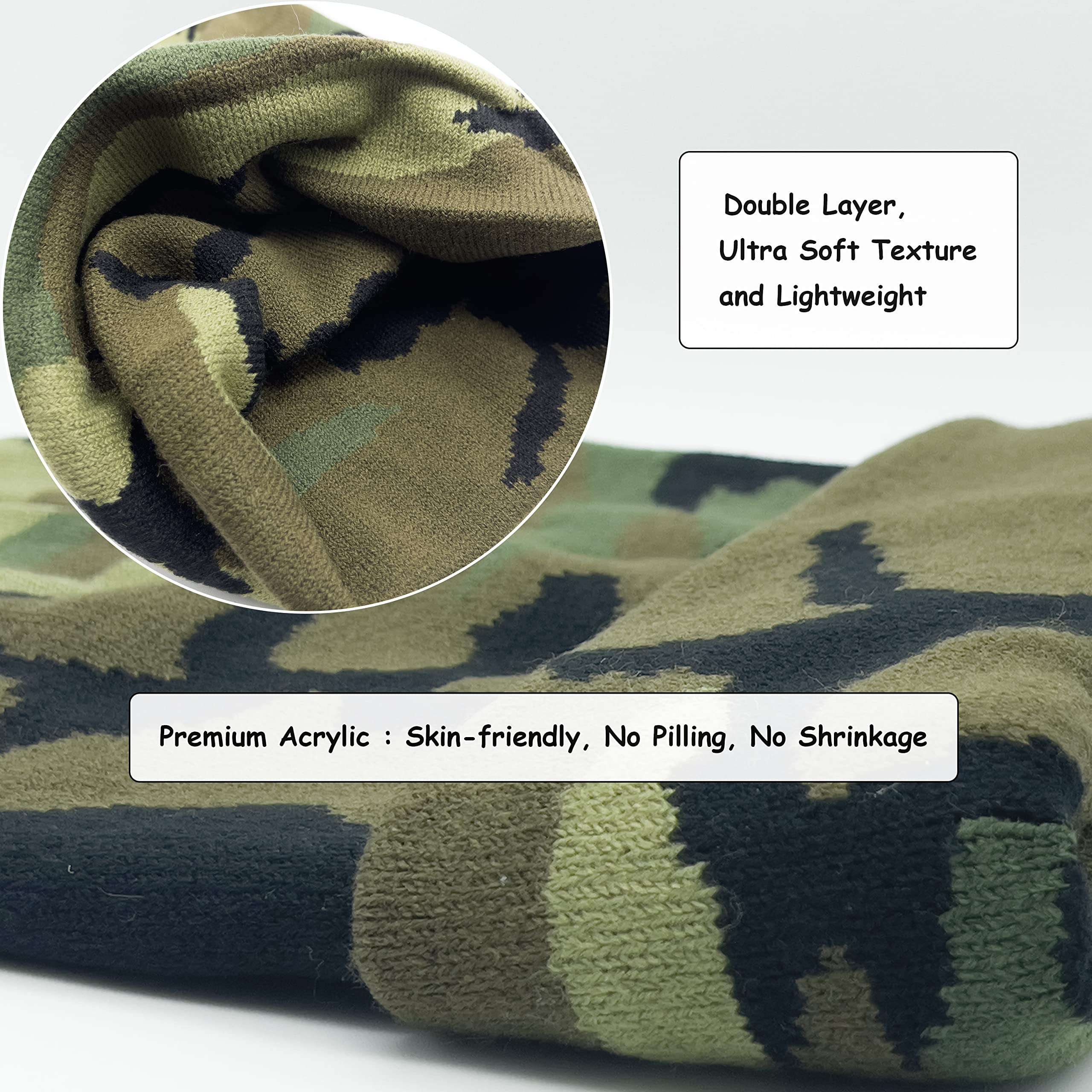 Unisex Knit Soft Warm Cuffed Beanie Hat Winter Camo Hats for Men Women (Camo)