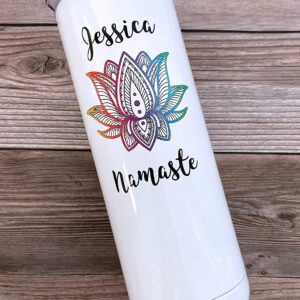 AVITO Personalized Yoga Gift, 20 oz with sliding lid Yoga Tumbler for Yogi, Yoga Teacher Cup, Yoga Gift for Women, Gift for Yoga Instructor, Namaste Gift, Lotus