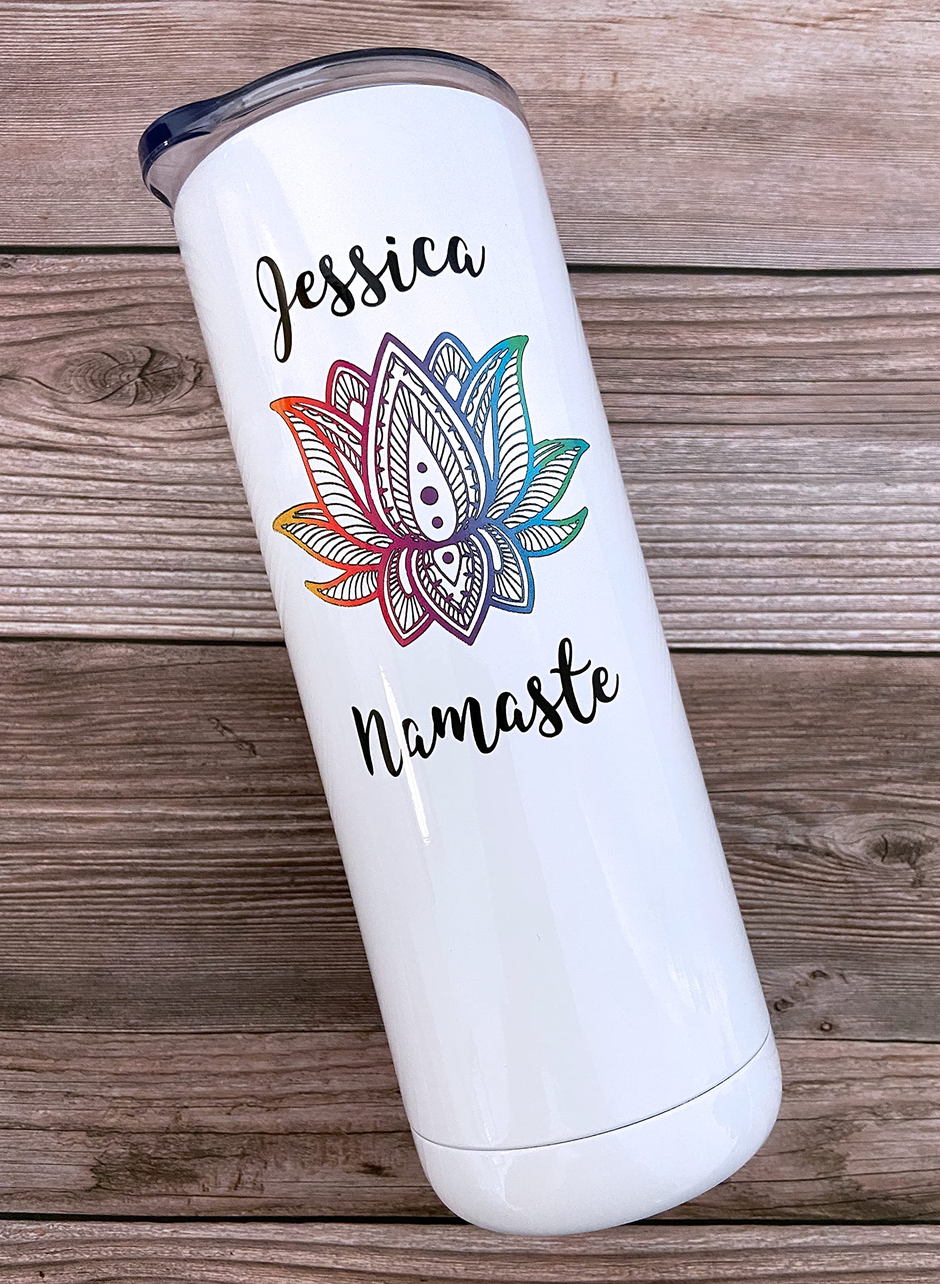 AVITO Personalized Yoga Gift, 20 oz with sliding lid Yoga Tumbler for Yogi, Yoga Teacher Cup, Yoga Gift for Women, Gift for Yoga Instructor, Namaste Gift, Lotus