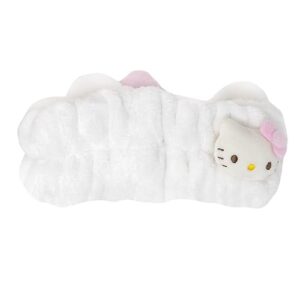 the crème shop plush spa headband with hello kitty's signature bow (pink) | cruelty-free & vegan