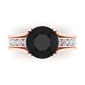 2.89ct round cut solitaire natural black onyx engagement promise anniversary bridal ring band set sliding 18k rose gold 4.25