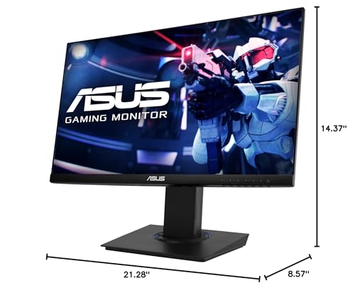 ASUS 23.8” 1080P Gaming Monitor (VG246H) - Full HD, IPS, 75Hz, 1ms, FreeSync, Extreme Low Motion Blur, Low Blue Light, Flicker Free, VESA Mountable, HDMI, VGA, Height Adjustable, 12.8"x21.3"x2",Black