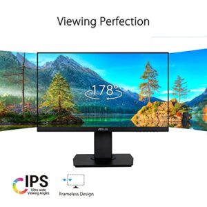 ASUS 23.8” 1080P Gaming Monitor (VG246H) - Full HD, IPS, 75Hz, 1ms, FreeSync, Extreme Low Motion Blur, Low Blue Light, Flicker Free, VESA Mountable, HDMI, VGA, Height Adjustable, 12.8"x21.3"x2",Black