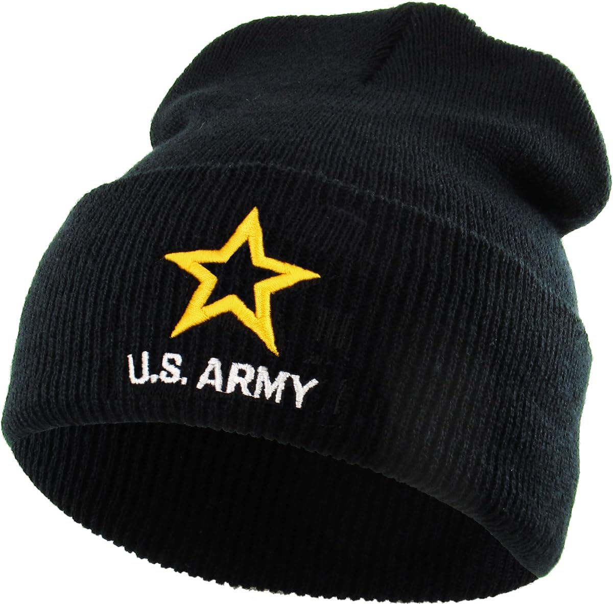 USARMY-SKIHAT-01 BLK-GLD US Army Official Licensed Premium Quality Vintage Distressed Veteran Military Star Baseball Cap