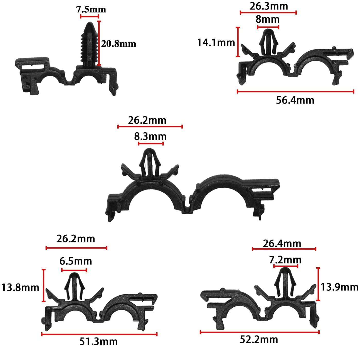 Car Wire Loom Clips 130PCS Car Automotive Harness Routing Clips Assortment Kits 9 Different Sizes Wire Loom Clips 40PCS Releasable Nylon Push Mounts Tie Wraps for Honda GM Mazda Jeep Wrangler Ford