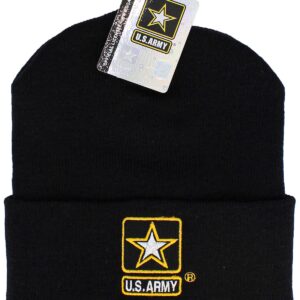 USARMY-SKIHAT-01 BLK-GLD US Army Official Licensed Premium Quality Vintage Distressed Veteran Military Star Baseball Cap