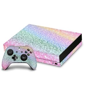 head case designs officially licensed monika strigel unicorn rainbow art mix matte vinyl sticker gaming skin case cover compatible with xbox one x console and controller bundle