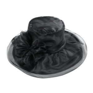 Lawie Large Black Tea Party Hat Flower Fascinator Organza Veil Fascinators Dress Hats Church Funeral Cocktail Easter British Fancy Formal Prom Spring Party Hat Vintage Caps for Women Ladies Girls