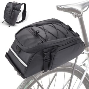 SIHEJA Bike Bag, Waterproof bike rear rack Bag, Bicycle Trunk Storage Carrier, Bicycle Rack Rear Carrier Bag, Commuter Bike Luggage Bag, Adjustable Shoulder strap, and Reflective Trim