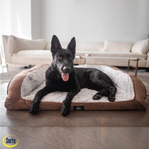 Serta Orthopedic Quilted Couch Dog Bed for Pets – Chocolate Brown (Large)