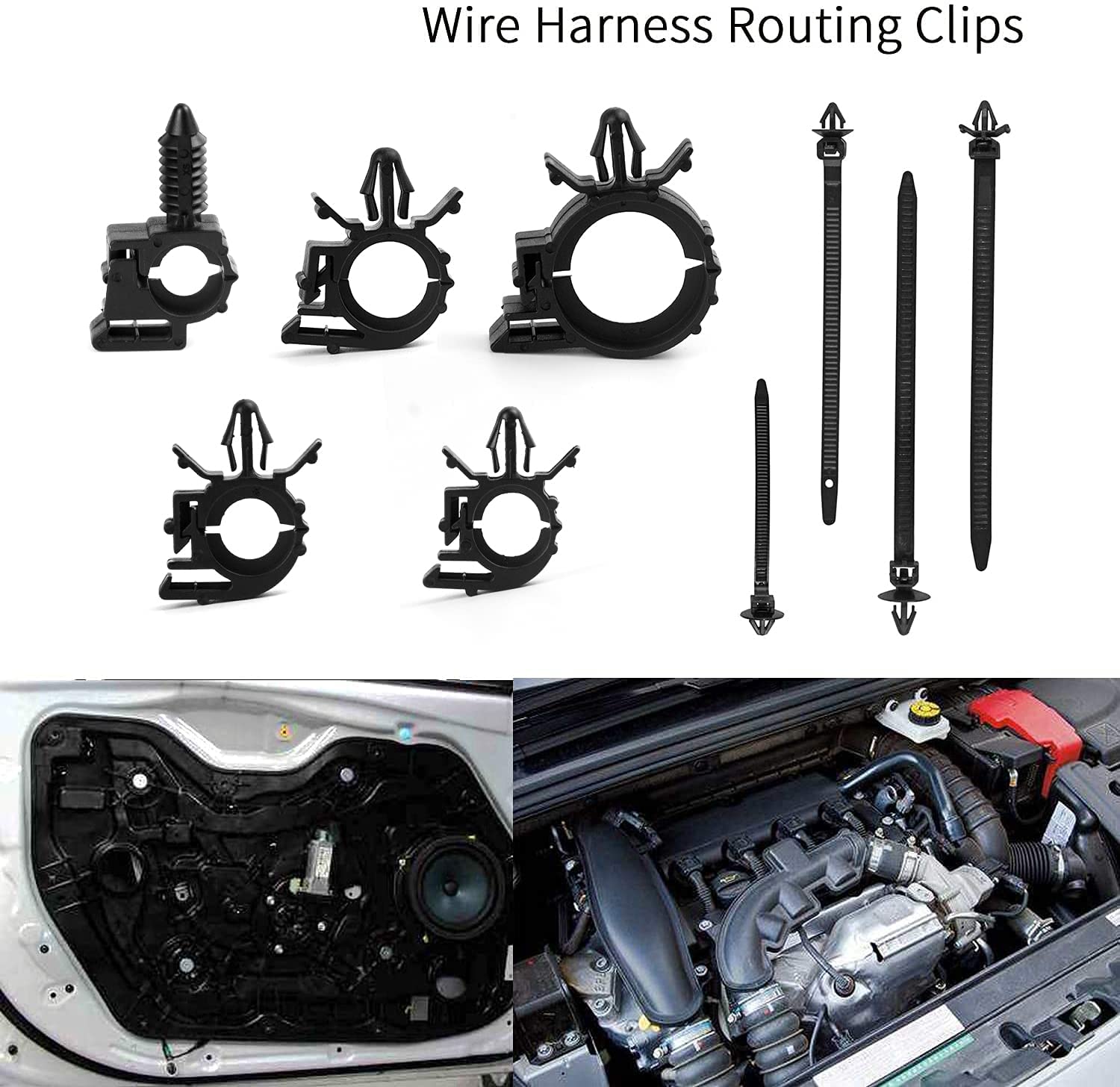 Car Wire Loom Clips 130PCS Car Automotive Harness Routing Clips Assortment Kits 9 Different Sizes Wire Loom Clips 40PCS Releasable Nylon Push Mounts Tie Wraps for Honda GM Mazda Jeep Wrangler Ford