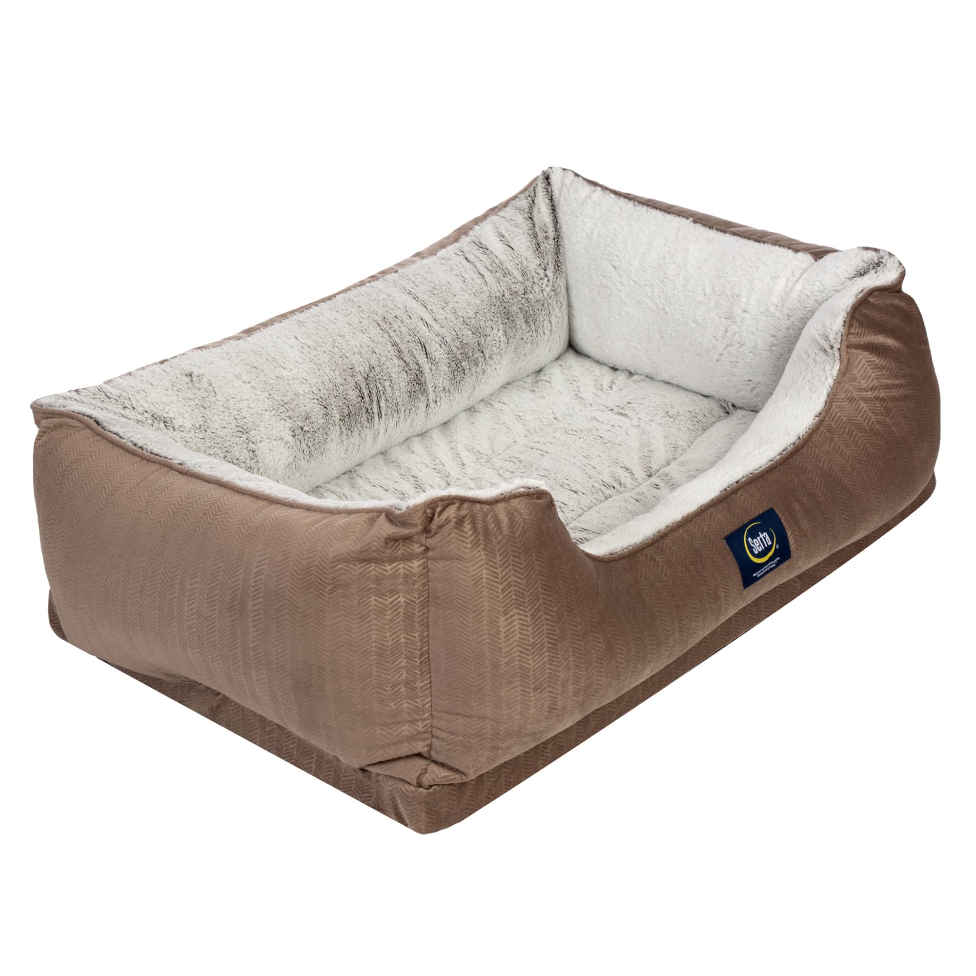 Serta Orthopedic Cuddler Dog Bed for Pets – Chocolate Brown (Large)