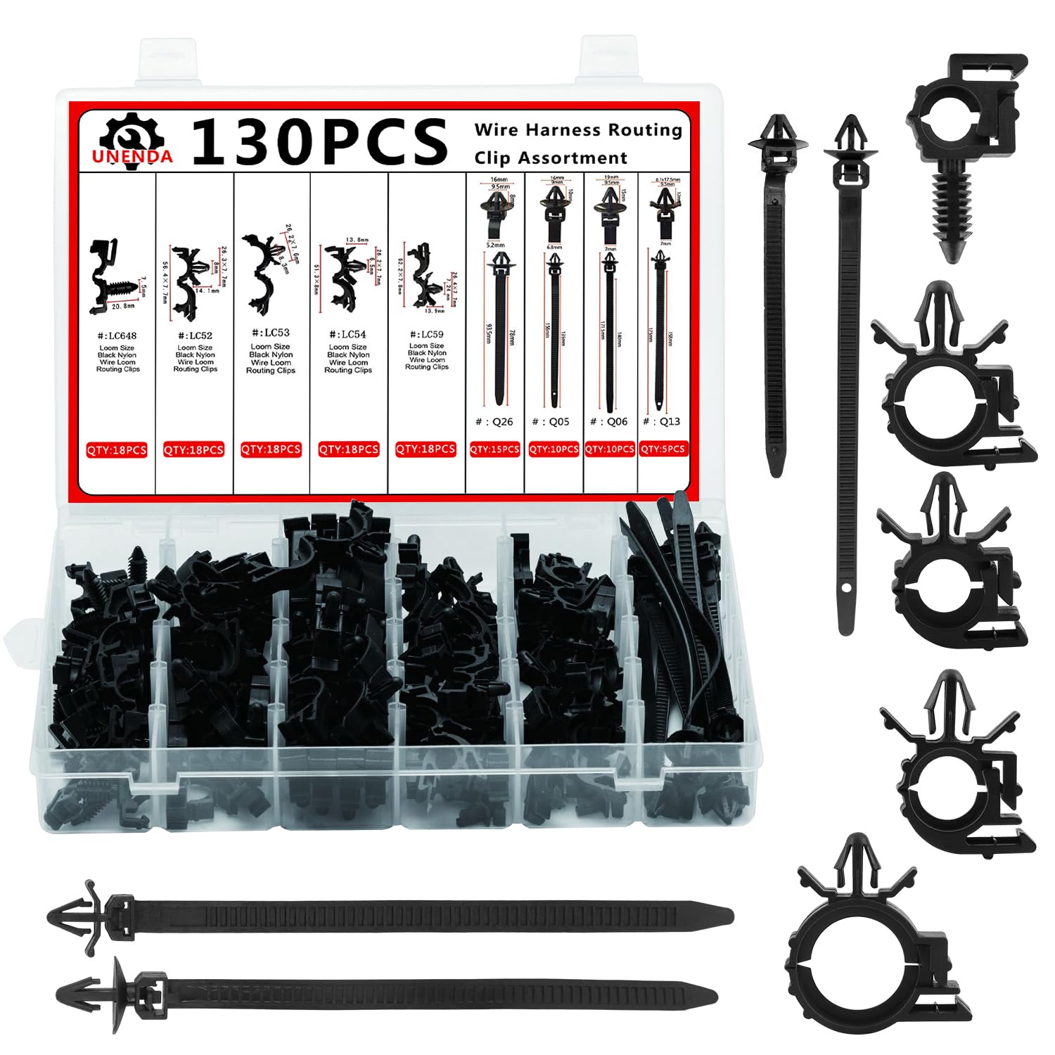 Car Wire Loom Clips 130PCS Car Automotive Harness Routing Clips Assortment Kits 9 Different Sizes Wire Loom Clips 40PCS Releasable Nylon Push Mounts Tie Wraps for Honda GM Mazda Jeep Wrangler Ford