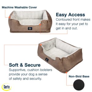 Serta Orthopedic Cuddler Dog Bed for Pets – Chocolate Brown (Large)