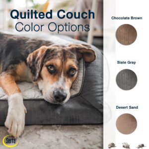 Serta Orthopedic Quilted Couch Dog Bed for Pets – Chocolate Brown (Large)