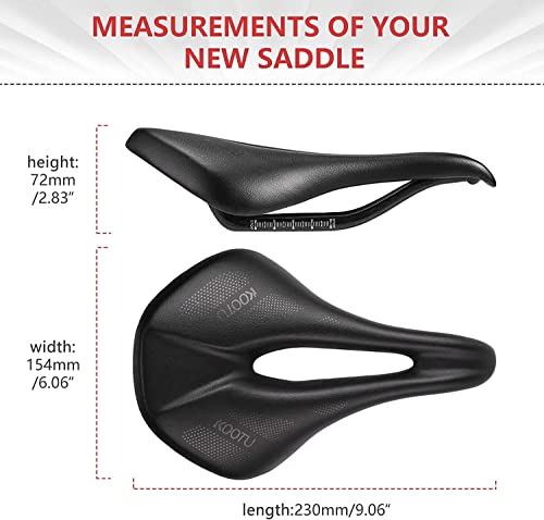 KOOTU Road Bike Saddle, Comfort Bicycle Seat for Men and Women, Waterproof Breathable Shock AbsorbingExercise Bike Seat Replacement for BMX, MTB & Road