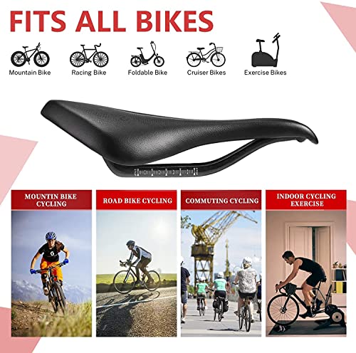 KOOTU Road Bike Saddle, Comfort Bicycle Seat for Men and Women, Waterproof Breathable Shock AbsorbingExercise Bike Seat Replacement for BMX, MTB & Road