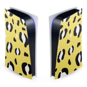 head case designs officially licensed grace illustration yellow leopard art mix matte vinyl faceplate sticker gaming skin case cover compatible with sony playstation 5 ps5 digital edition console