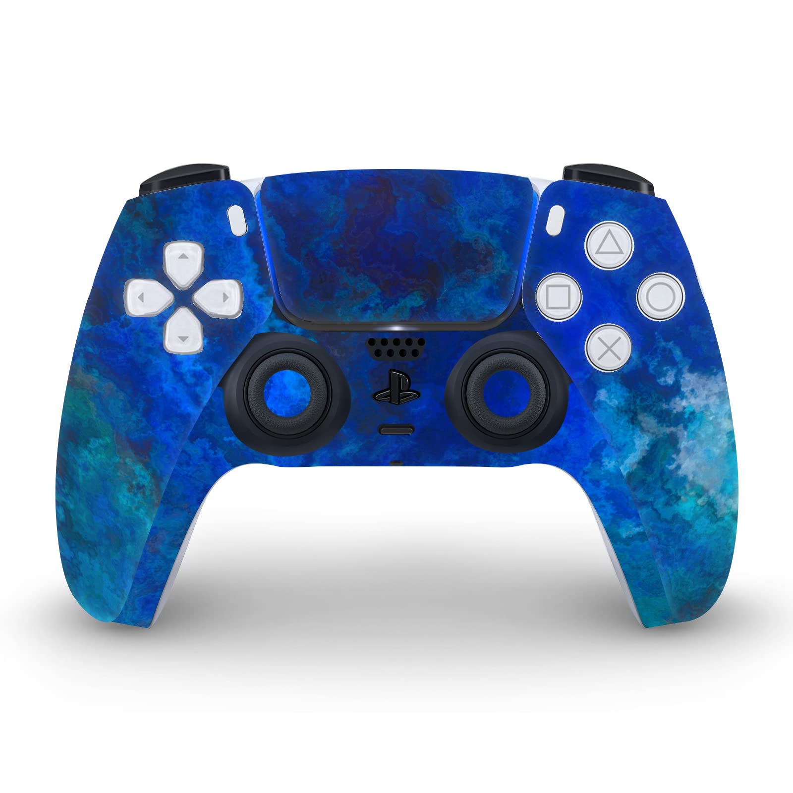 Head Case Designs Officially Licensed LebensArt Blue Malachite Art Mix Matte Vinyl Faceplate Sticker Gaming Skin Case Cover Compatible with Sony Playstation 5 PS5 Disc Console & DualSense Controller