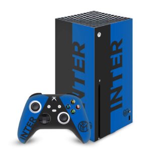 Head Case Designs Officially Licensed Inter Milan Blue and Black Full Logo Matte Vinyl Sticker Gaming Skin Case Cover Compatible with Xbox Series X Console and Controller Bundle