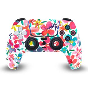 Colorful Petals Spring Art Mix Matte Vinyl Faceplate Sticker Gaming Skin Case Cover Compatible with Sony Playstation 5 PS5 Digital Edition Console and DualSense Controller