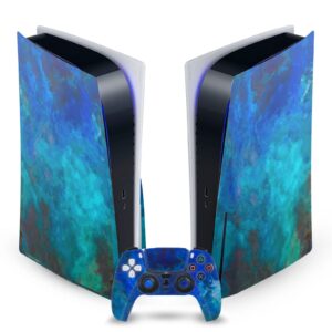 Head Case Designs Officially Licensed LebensArt Blue Malachite Art Mix Matte Vinyl Faceplate Sticker Gaming Skin Case Cover Compatible with Sony Playstation 5 PS5 Disc Console & DualSense Controller