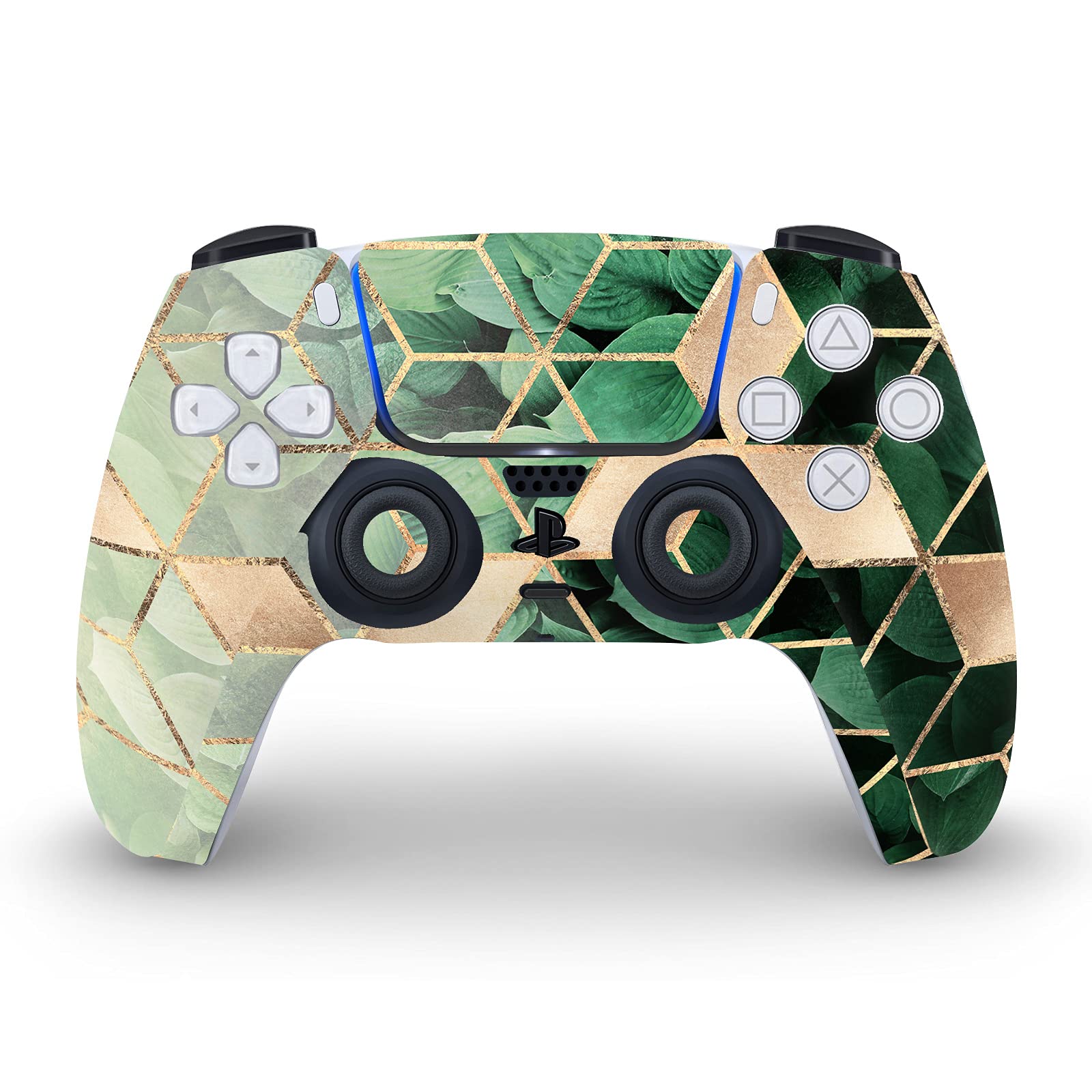 Leaves and Cubes Art Mix Vinyl Faceplate Sticker Gaming Skin Case Cover Compatible with Sony Playstation 5 PS5 Disc Edition Console & DualSense Controller